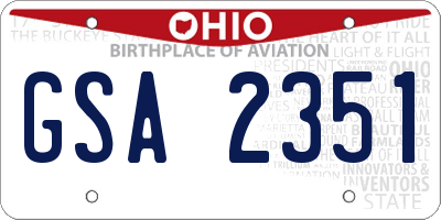 OH license plate GSA2351