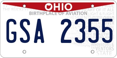 OH license plate GSA2355
