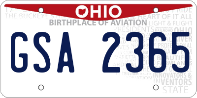 OH license plate GSA2365