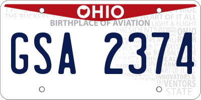 OH license plate GSA2374
