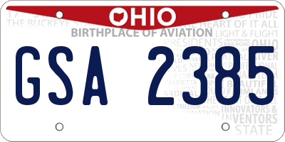 OH license plate GSA2385