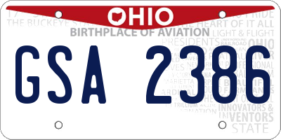 OH license plate GSA2386