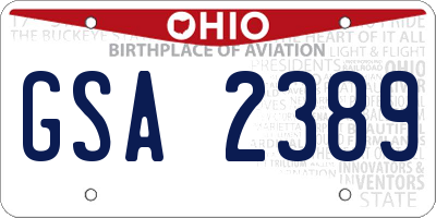 OH license plate GSA2389