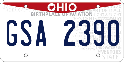 OH license plate GSA2390