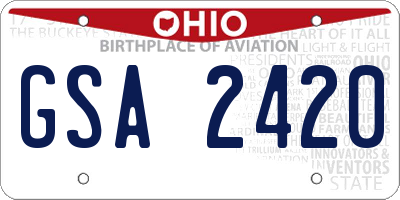 OH license plate GSA2420