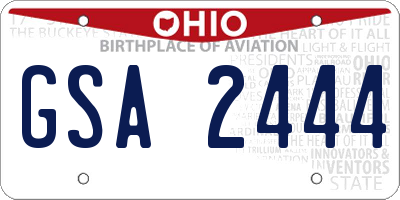 OH license plate GSA2444