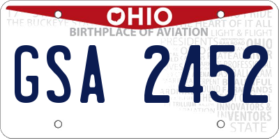 OH license plate GSA2452