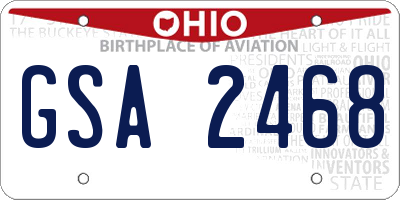 OH license plate GSA2468