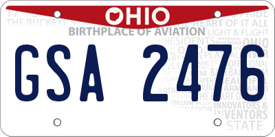 OH license plate GSA2476