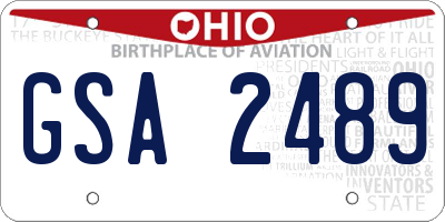 OH license plate GSA2489