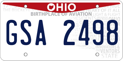 OH license plate GSA2498
