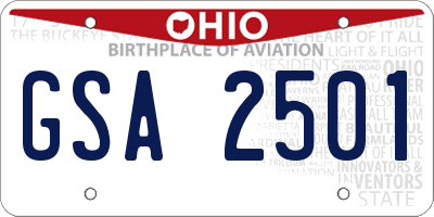 OH license plate GSA2501