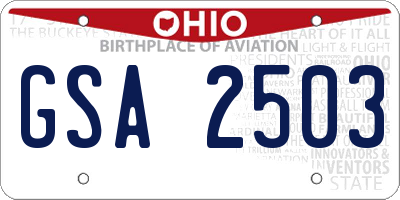OH license plate GSA2503