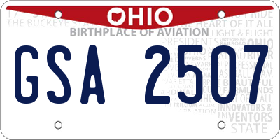 OH license plate GSA2507