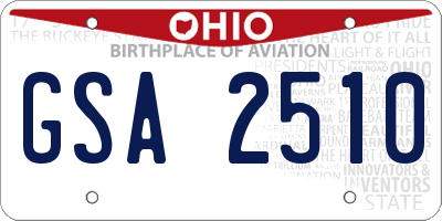 OH license plate GSA2510