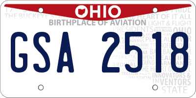 OH license plate GSA2518