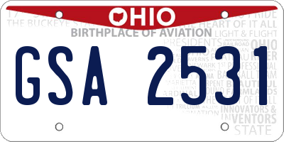 OH license plate GSA2531
