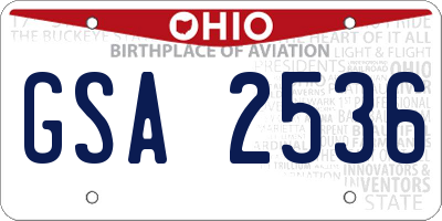 OH license plate GSA2536
