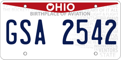 OH license plate GSA2542