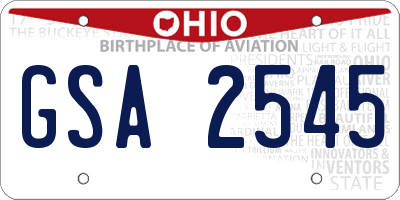 OH license plate GSA2545