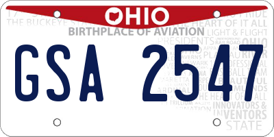 OH license plate GSA2547