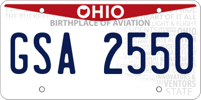 OH license plate GSA2550