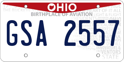 OH license plate GSA2557
