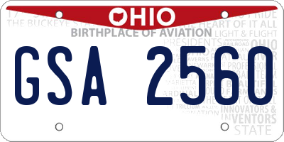 OH license plate GSA2560