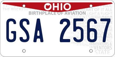 OH license plate GSA2567