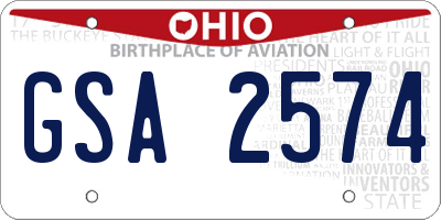 OH license plate GSA2574