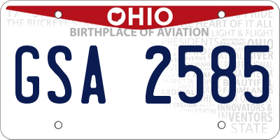OH license plate GSA2585