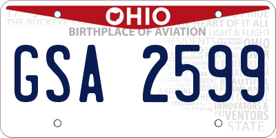 OH license plate GSA2599