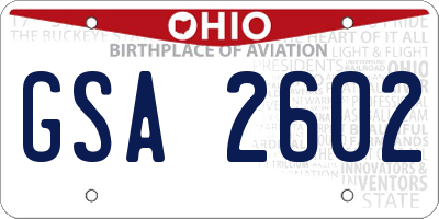 OH license plate GSA2602