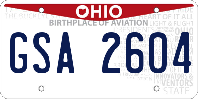 OH license plate GSA2604