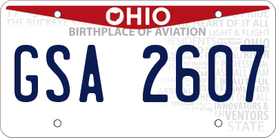 OH license plate GSA2607