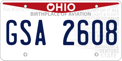 OH license plate GSA2608