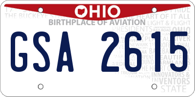 OH license plate GSA2615