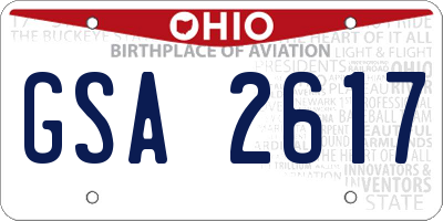 OH license plate GSA2617