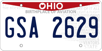 OH license plate GSA2629