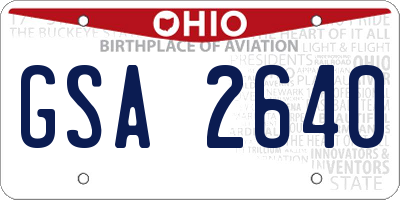 OH license plate GSA2640