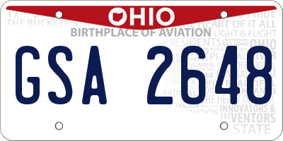 OH license plate GSA2648