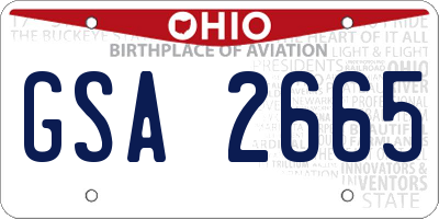 OH license plate GSA2665