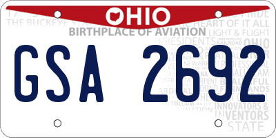 OH license plate GSA2692