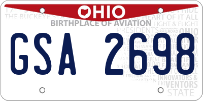 OH license plate GSA2698