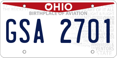 OH license plate GSA2701