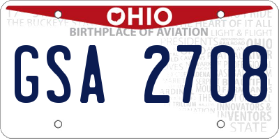 OH license plate GSA2708