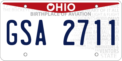OH license plate GSA2711