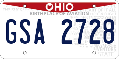 OH license plate GSA2728