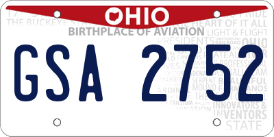 OH license plate GSA2752