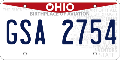 OH license plate GSA2754